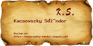 Kacsovszky Sándor névjegykártya