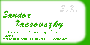 sandor kacsovszky business card